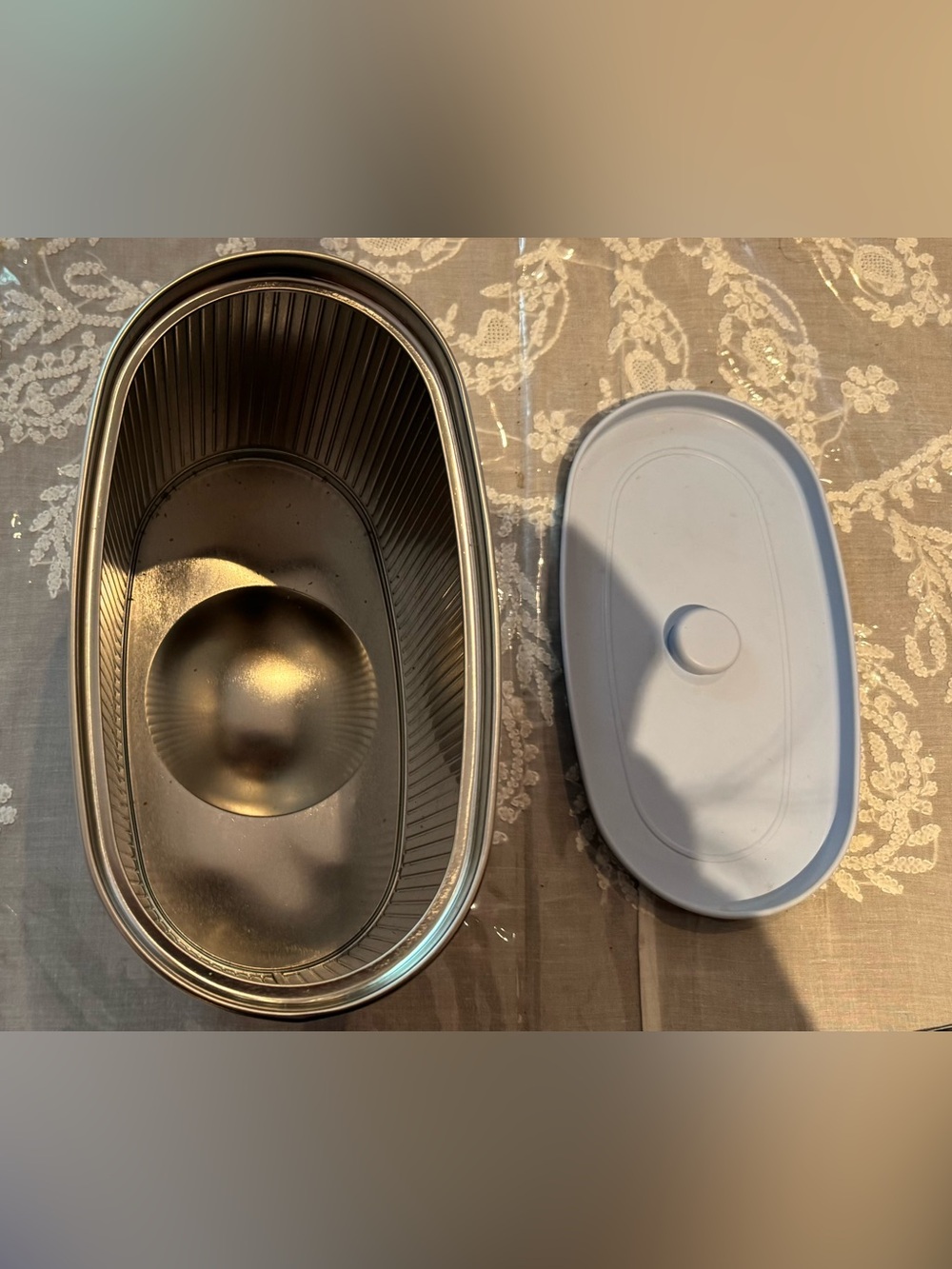 Ribbed Oval Storage Canister with Lid Color: Powder Blue - Picture 7 of 7